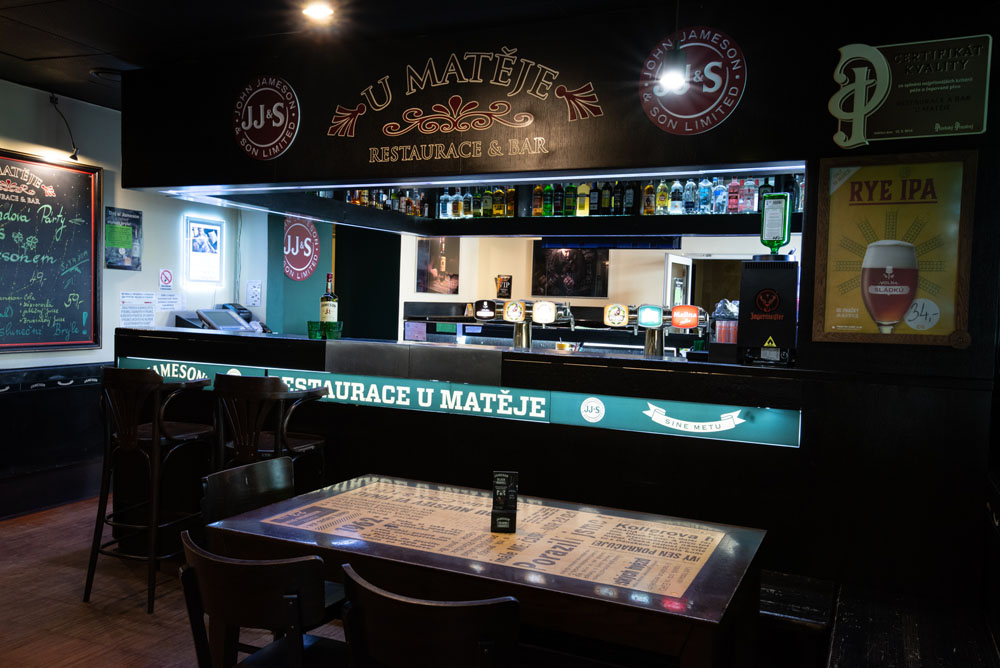 Bar U Matěje s nabídkou nápojů