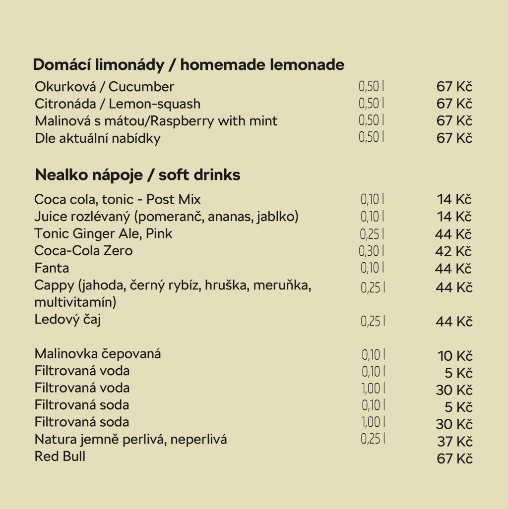 Nápojový lístek Restaurace U Matěje — strana 2